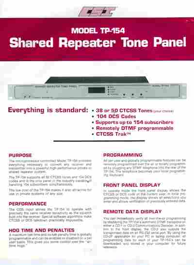 Буклет CSI Model TP-154 Shared Repeater Tone Panel, 55-1791, Баград.рф
